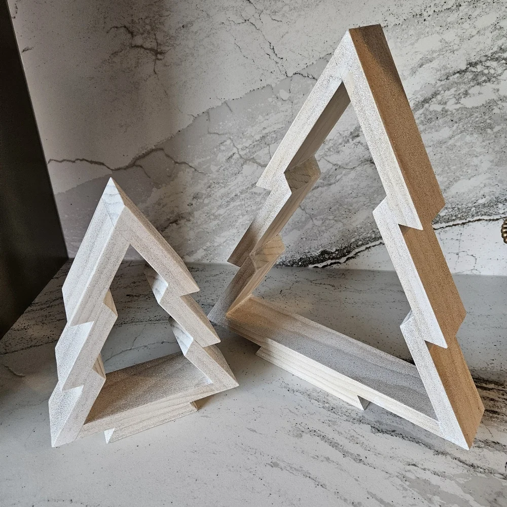 White Nested Wood Christmas Trees Handcrafted Holiday Decor - Picture 5 of 5